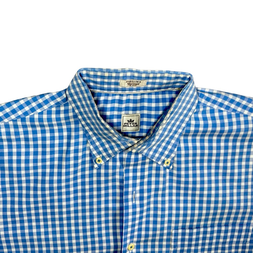Men’s Blue Checkered Dress Shirt Sz XL